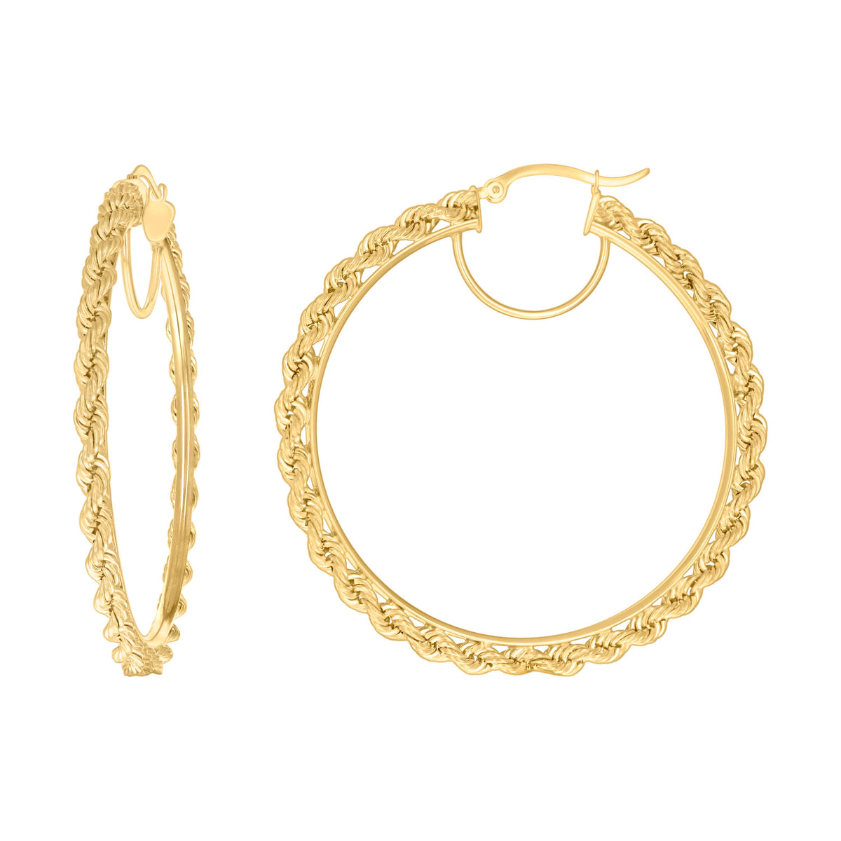 14Kt Yellow Gold Womens Twisted Rope Hoop Earrings 3mm-50