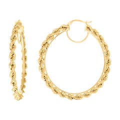 14Kt Yellow Gold Womens Twisted Rope Hoop Earrings 4mm-57