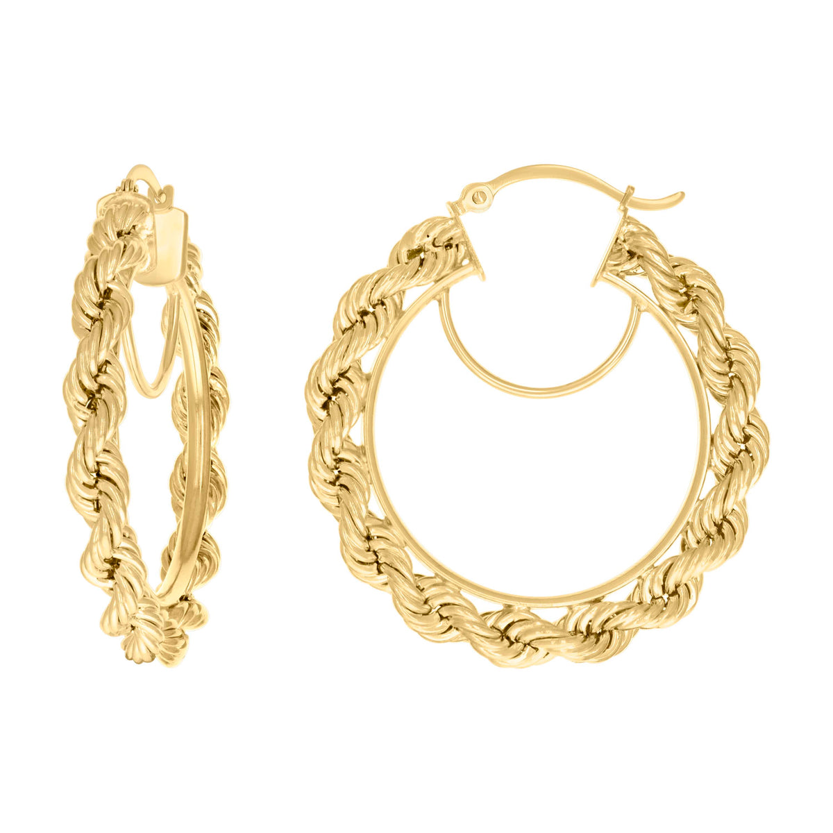 14Kt Yellow Gold Womens Twisted Rope Hoop Earrings 5mm-38