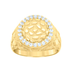 10kt Yellow Gold Womens Diamond-Cut Textured Initial Letter B Band Ring