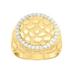 10kt Yellow Gold Womens Diamond-Cut Textured Initial Letter C Band Ring