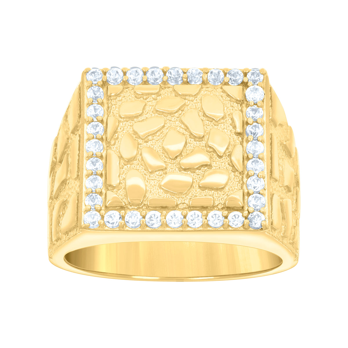 10kt Yellow Gold Womens Diamond-Cut Textured Initial Letter A Band Ring