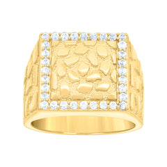 10kt Yellow Gold Womens Diamond-Cut Textured Initial Letter A Band Ring