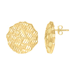 10kt Yellow Gold Womens Nugget Round Stud Earrings