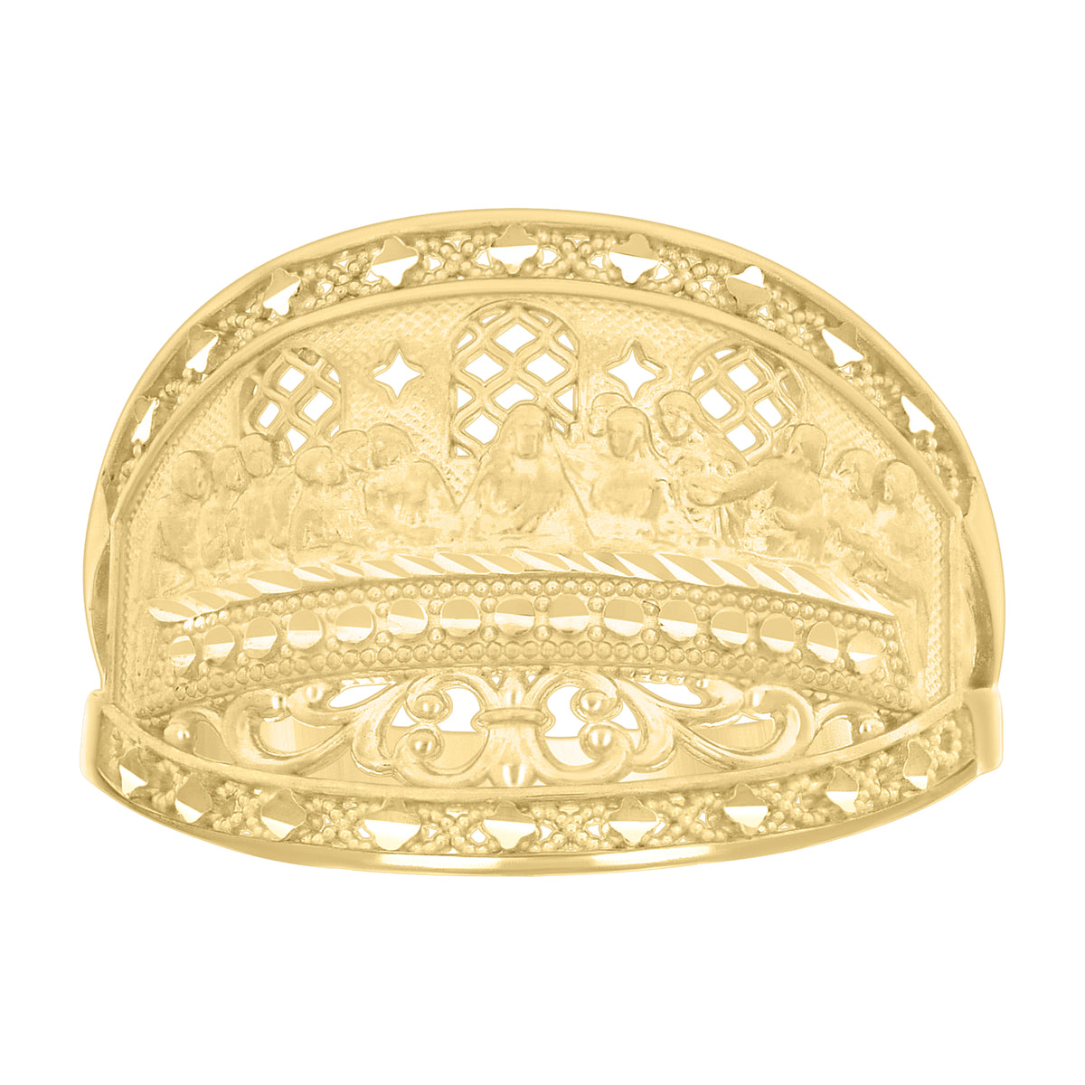 10kt Yellow Gold Womens Last Supper Religious Ring