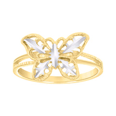 10kt Two-tone Gold Womens Butterfly Fashion Ring
