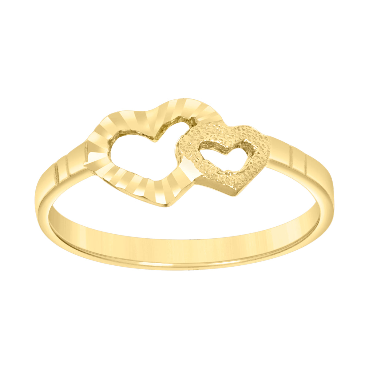 10kt Yellow Gold Womens Double Heart Ring