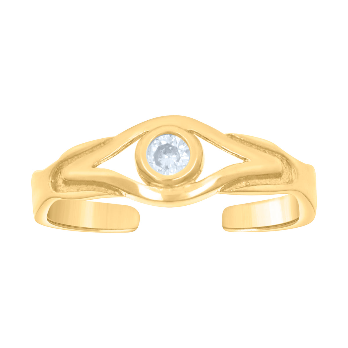 10kt Yellow Gold Womens Cubic-Zirconia Evil Eye Good Luck Toe Ring