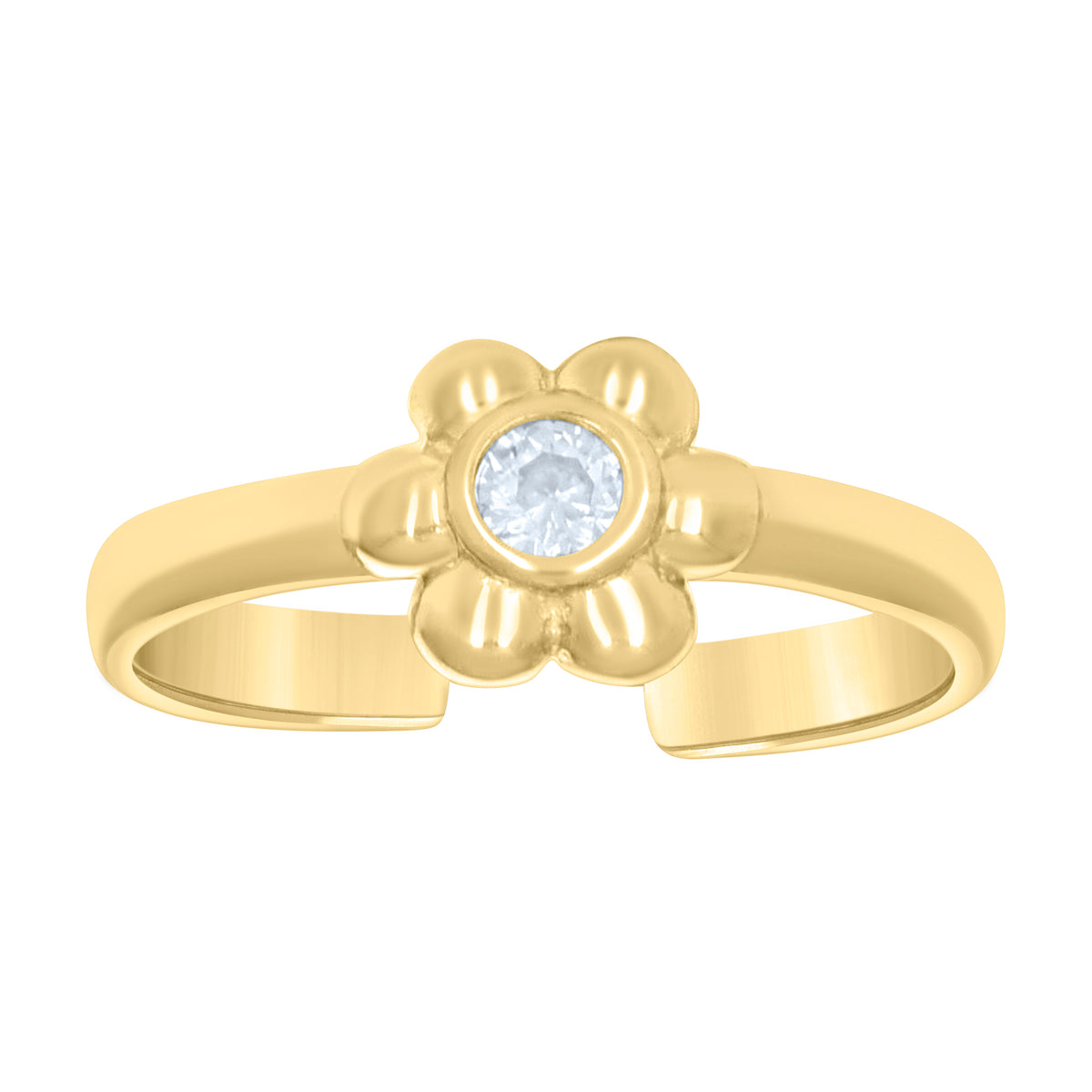 10kt Yellow Gold Womens Cubic-Zirconia Flower Toe Ring