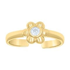 10kt Yellow Gold Womens Cubic-Zirconia Flower Toe Ring