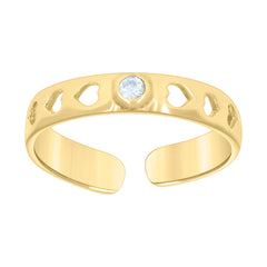 10kt Yellow Gold Womens Cubic-Zirconia Cutout Hearts Toe Ring