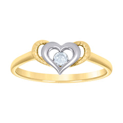 10kt Yellow Gold Womens Red White Cubic-Zirconia Heart 15 Anos Quinceanera Bracelet Size 8 Inches