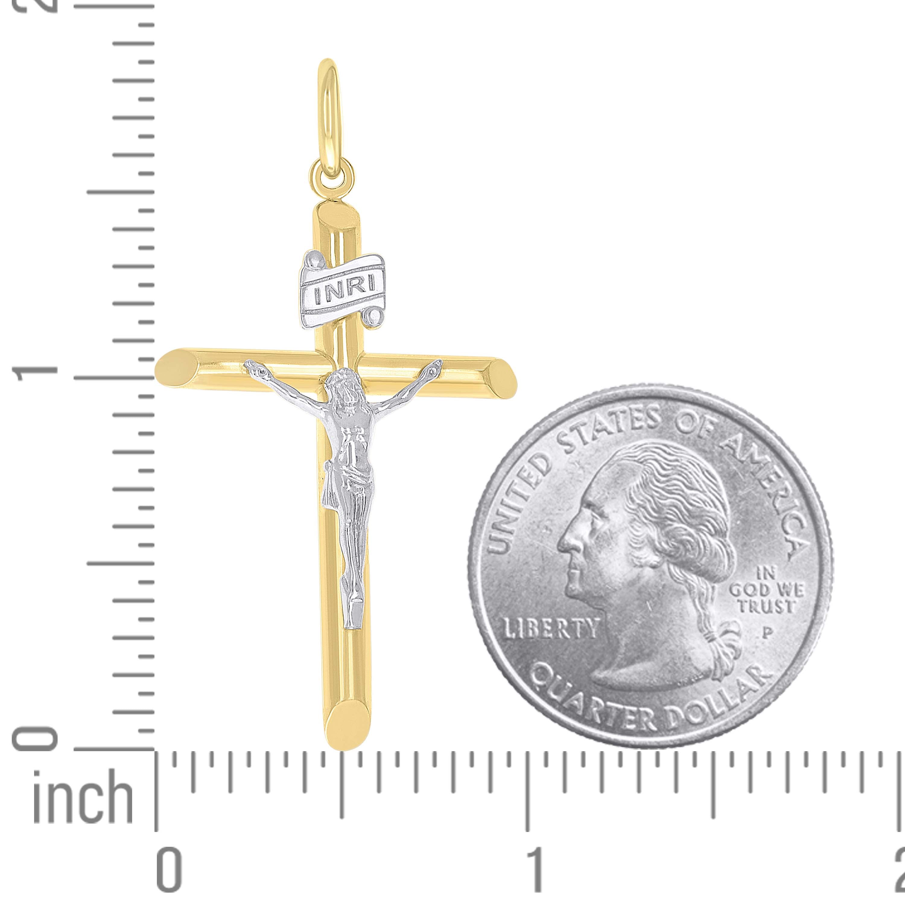 10kt Two-Tone Gold Unisex Crucifix Cross Religious Charm Pendant