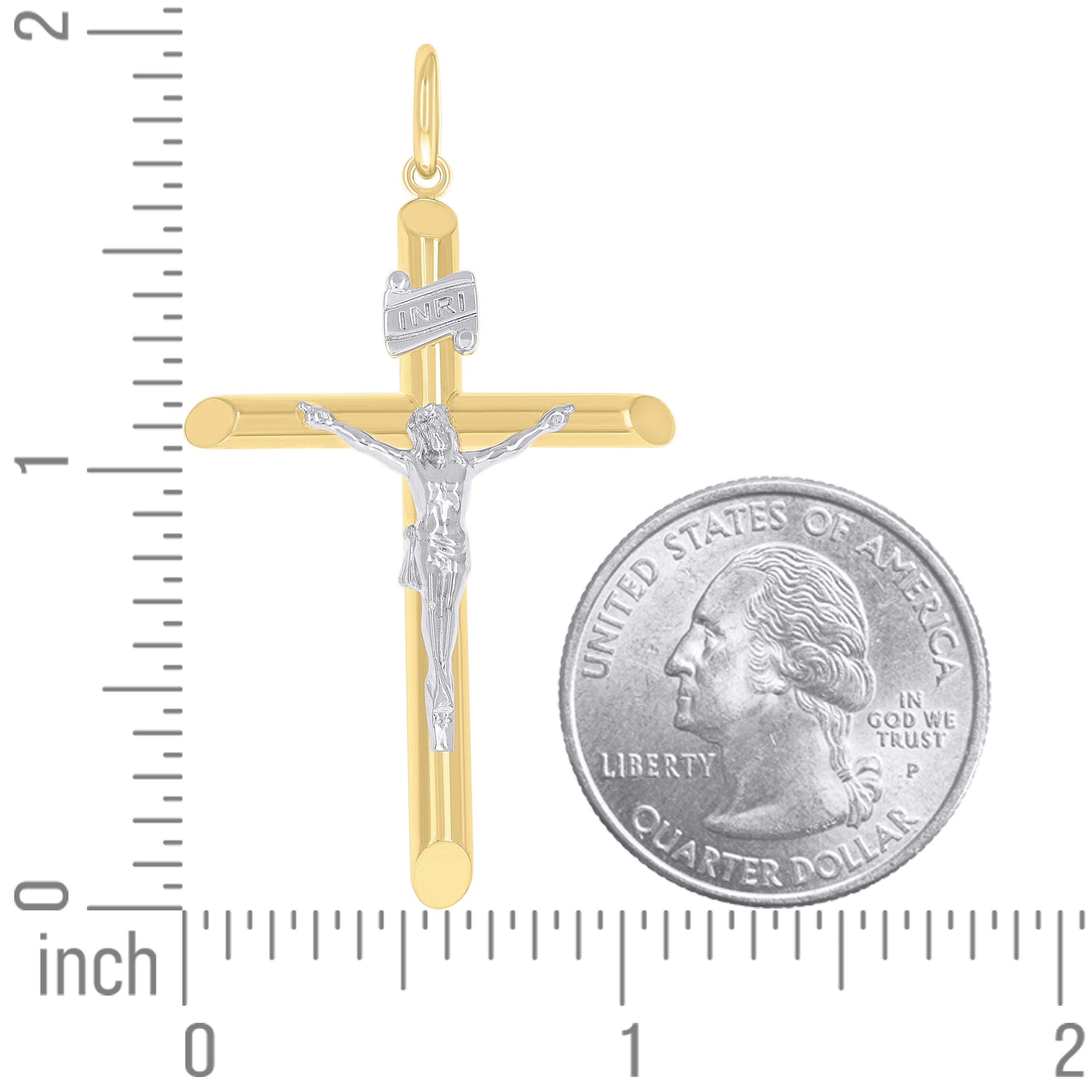 10kt Two-Tone Gold Unisex Crucifix Cross Religious Charm Pendant