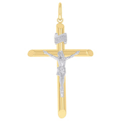 10kt Two-Tone Gold Unisex Crucifix Cross Religious Charm Pendant