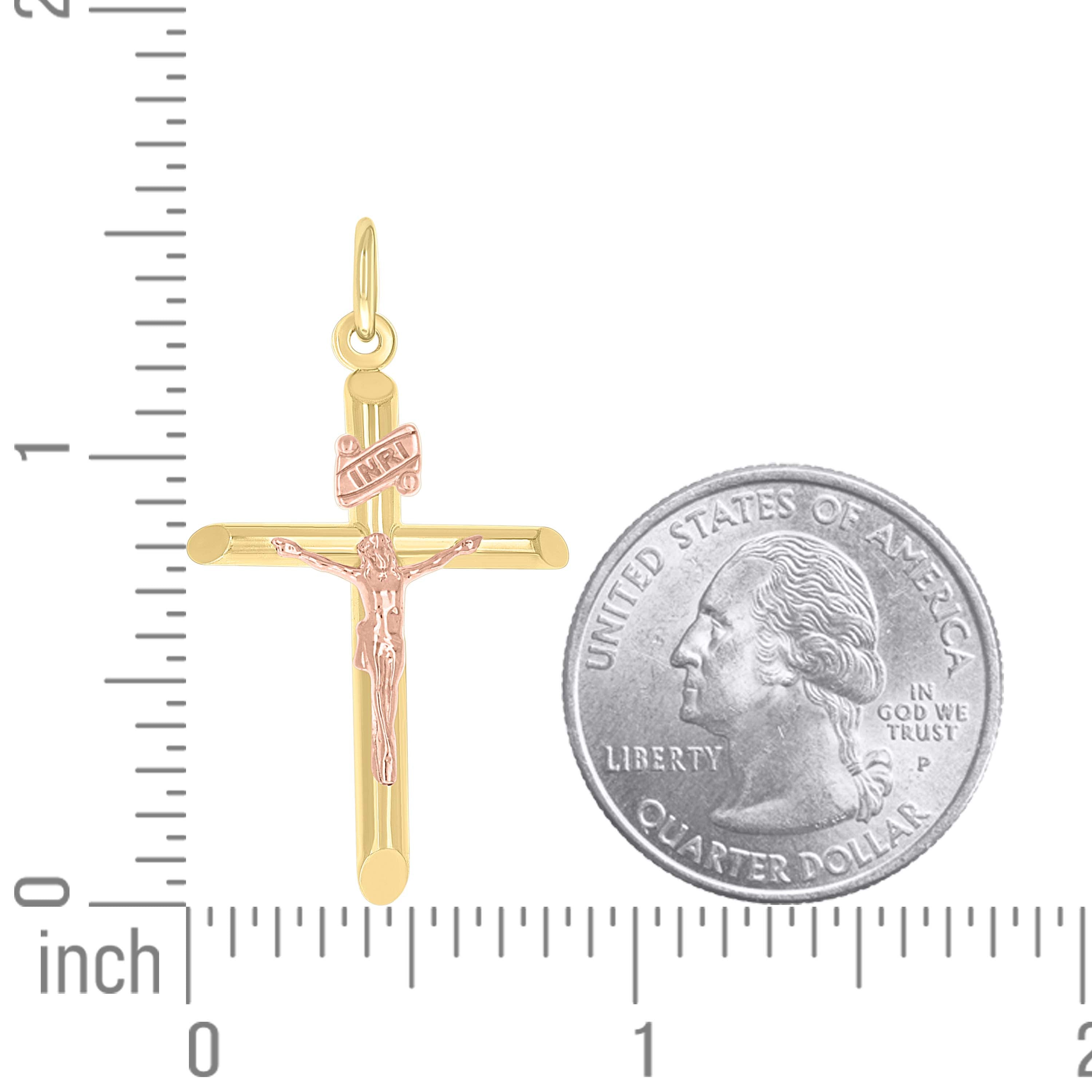 10kt Two-Tone Gold Unisex Crucifix Cross Religious Charm Pendant