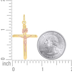 10kt Two-Tone Gold Unisex Crucifix Cross Religious Charm Pendant