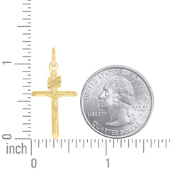 14kt Yellow Gold Unisex INRI Crucifix Cross Religious Charm Pendant
