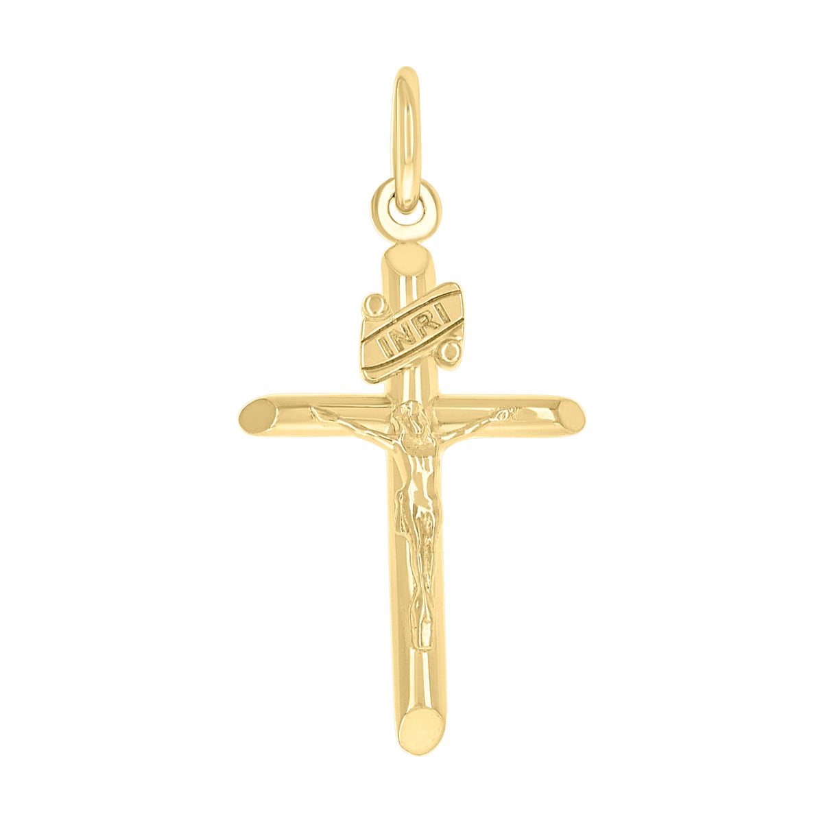 14kt Yellow Gold Unisex INRI Crucifix Cross Religious Charm Pendant