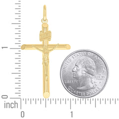 14kt Yellow Gold Unisex INRI Crucifix Cross Religious Charm Pendant