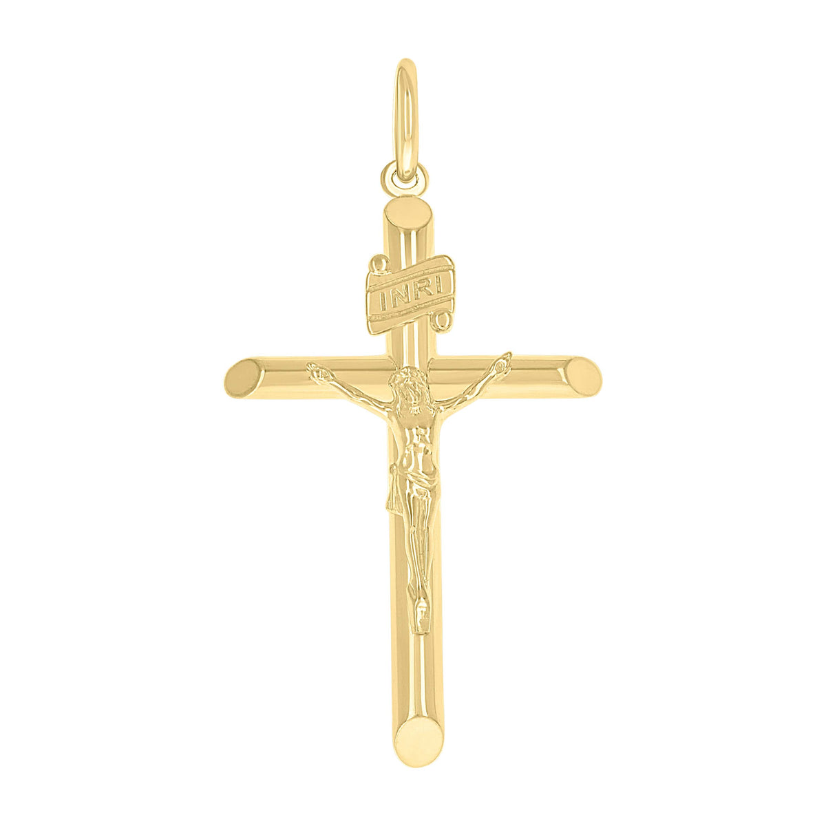 14kt Yellow Gold Unisex INRI Crucifix Cross Religious Charm Pendant