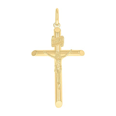 14kt Yellow Gold Unisex INRI Crucifix Cross Religious Charm Pendant