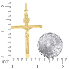 14kt Yellow Gold Unisex INRI Crucifix Cross Religious Charm Pendant