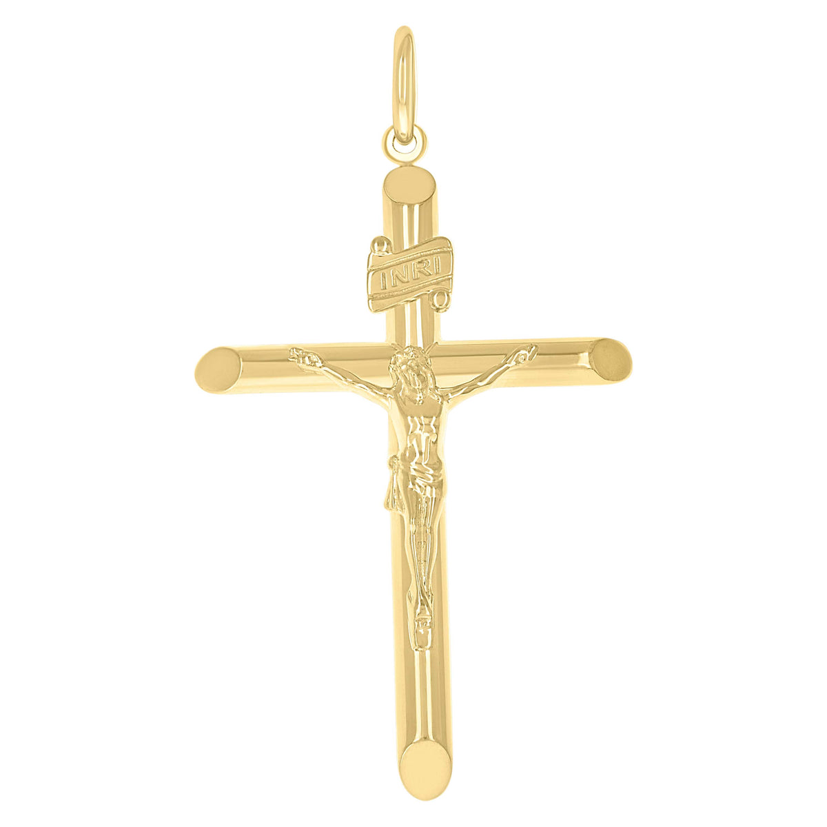 14kt Yellow Gold Unisex INRI Crucifix Cross Religious Charm Pendant