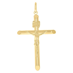 14kt Yellow Gold Unisex INRI Crucifix Cross Religious Charm Pendant