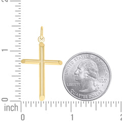 14kt Yellow Gold Unisex Tube Cross Religious Charm Pendant