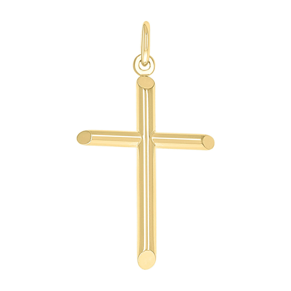 14kt Yellow Gold Unisex Tube Cross Religious Charm Pendant