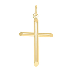 14kt Yellow Gold Unisex Tube Cross Religious Charm Pendant