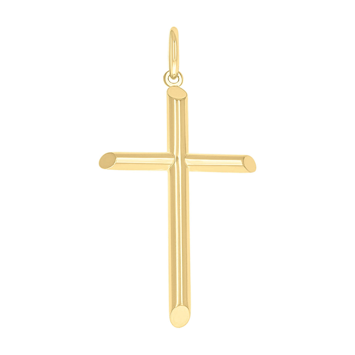 14kt Yellow Gold Unisex Tube Cross Religious Charm Pendant