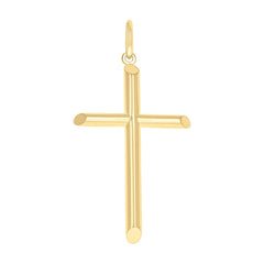 14kt Yellow Gold Unisex Tube Cross Religious Charm Pendant