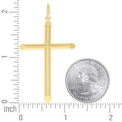 14kt Yellow Gold Unisex Tube Cross Religious Charm Pendant