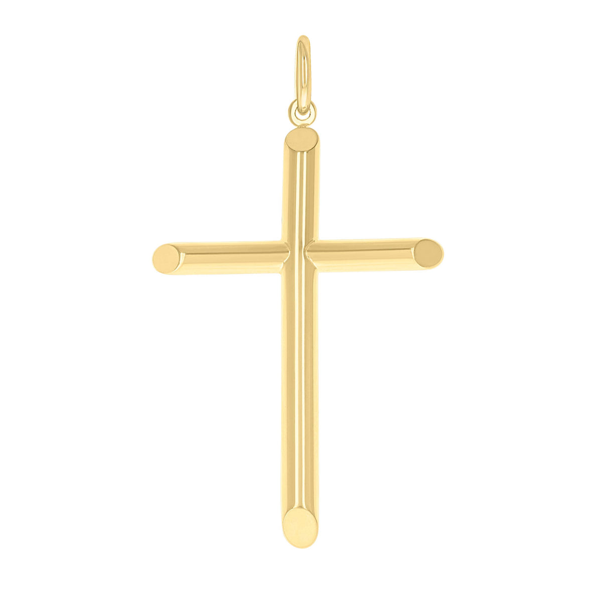 14kt Yellow Gold Unisex Tube Cross Religious Charm Pendant