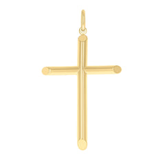 14kt Yellow Gold Unisex Tube Cross Religious Charm Pendant