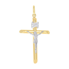 14kt Two-tone Gold Unisex INRI Crucifix Cross Religious Charm Pendant