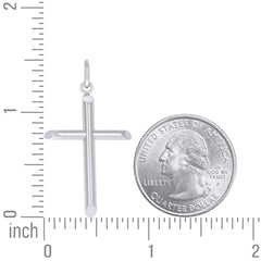 14kt White Gold Unisex Tube Cross Religious Charm Pendant