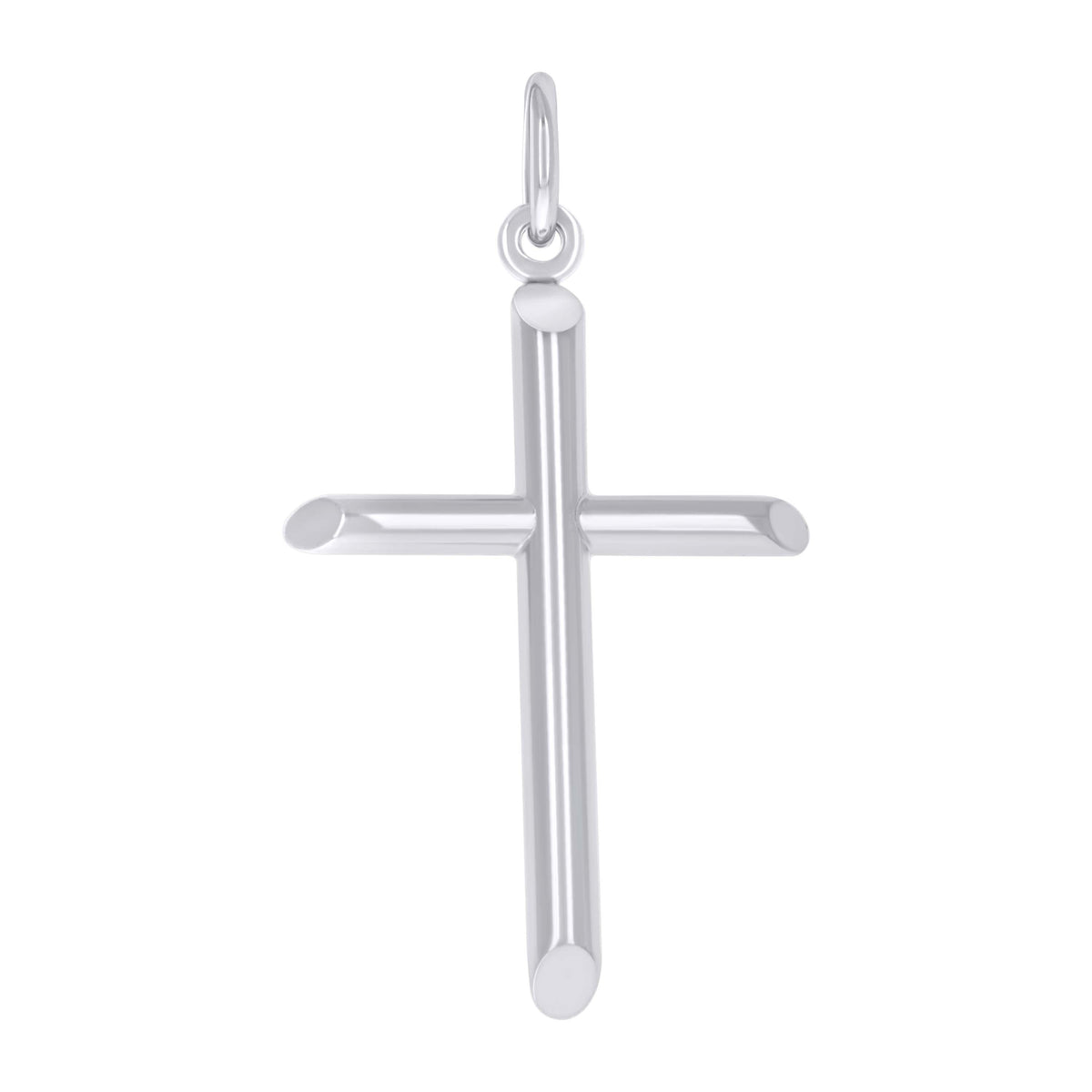 14kt White Gold Unisex Tube Cross Religious Charm Pendant