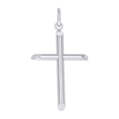 14kt White Gold Unisex Tube Cross Religious Charm Pendant