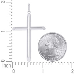 14kt White Gold Unisex Tube Cross Religious Charm Pendant