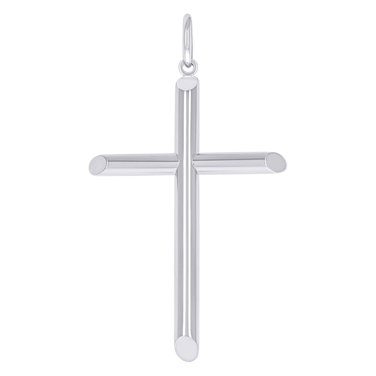 14kt White Gold Unisex Tube Cross Religious Charm Pendant