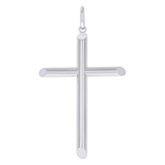 14kt White Gold Unisex Tube Cross Religious Charm Pendant