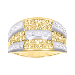 10kt Two-tone Gold Womens Filigree Fashion Ring
