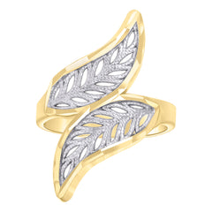 10kt Two-tone Gold Womens Fashion Leaf Ring
