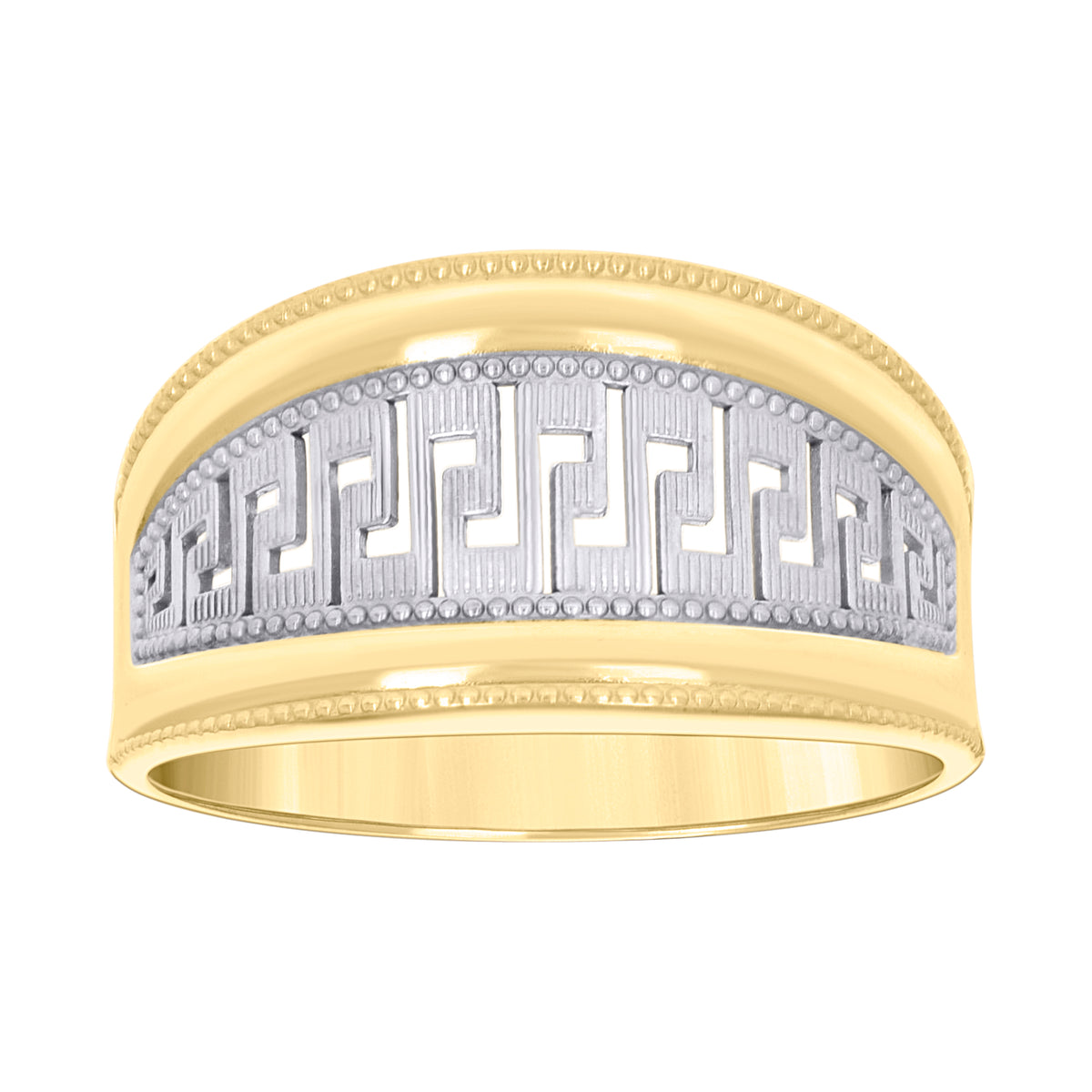 10kt Two-tone Gold Womens Greek Key Egyptian Ring
