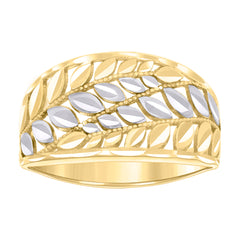 10kt Two-tone Gold Womens Leaf Pattern Fashion Ring