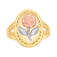 10kt Tri-Color Gold Womens Flower Fashion Ring