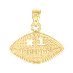 10kt Yellow Gold Mens #1 Football Sports Charm Pendant